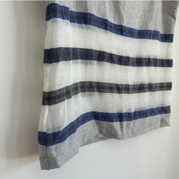 NWOT lemlem Striped Cotton Top, Gray/White/Blue, Sheer Panel, Women's Medium - Picture 2 of 4